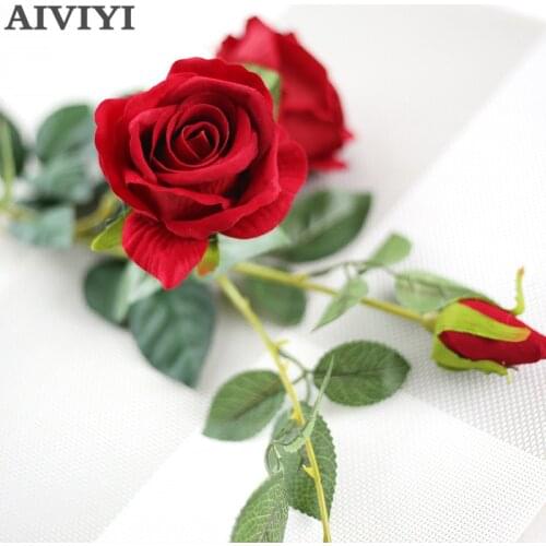 3 Heads New Artificial Paris perfume roses fake Flowers silk flores artificiales home party Wedding DIY decoration babyshower r