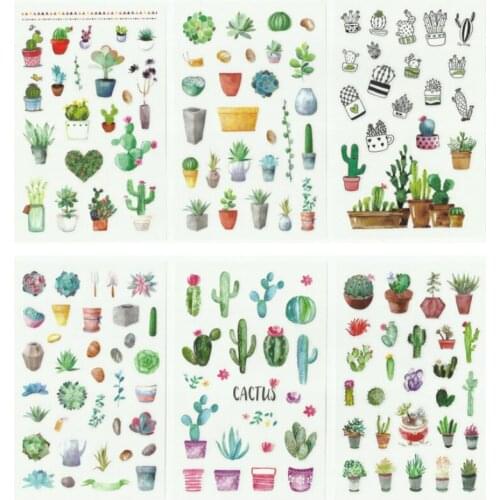 6sheets/pack Fresh Watercolor Stickers Two Design Decorative Stickers Scrapbooking Japanese Stationery