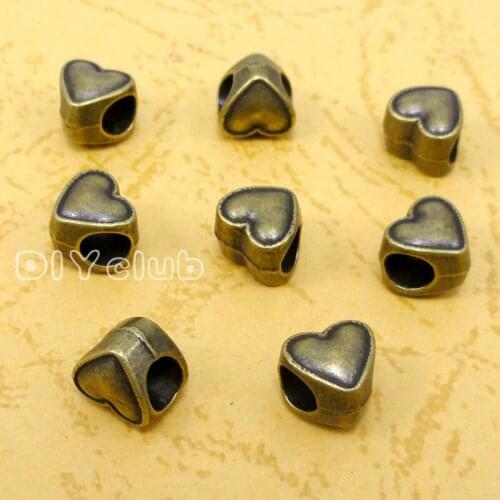 80pcs-Antique Bronze Heart Beads Perfect for European Style Bracelets 9x8x8mm
