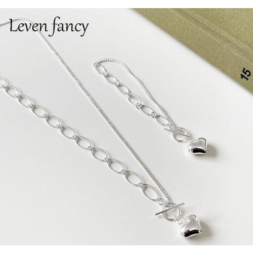 925 Sterling Silver Polished Love Heart Pendant Necklace Birthday Gift for Mom Daughter Girlfriend Punk Chain OT Clasp Necklace