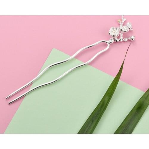 925 Sterling Silver Hair Fork Plum Blossom Flower Hairpin Women Luxury Jewelry Miao Handmade Girl Gift
