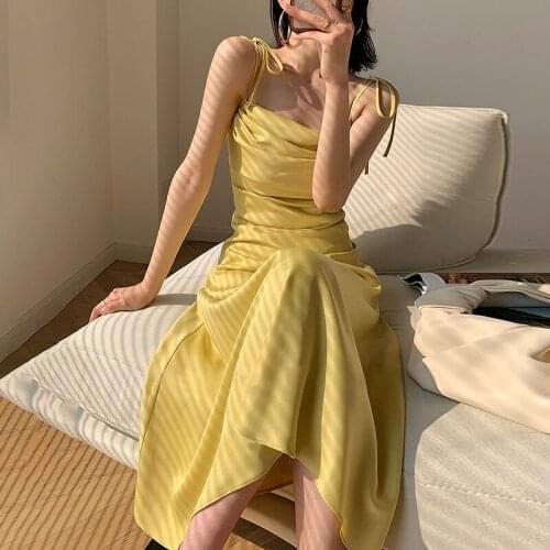 Satin Elegant Women Maxi Dress 2021 Spaghetti Strap Sexy Solid Streetwear Vintage Bandage Party Vestidos Clubwear Summer Dresses