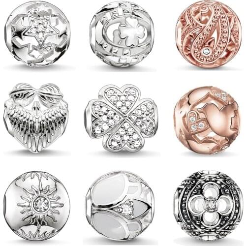 Charm Beads Lotus Clover Heart Lover Bird Star Good Luck for Jewelry Making 925 Sterling Silver DIY Bracelet Necklace Women Men