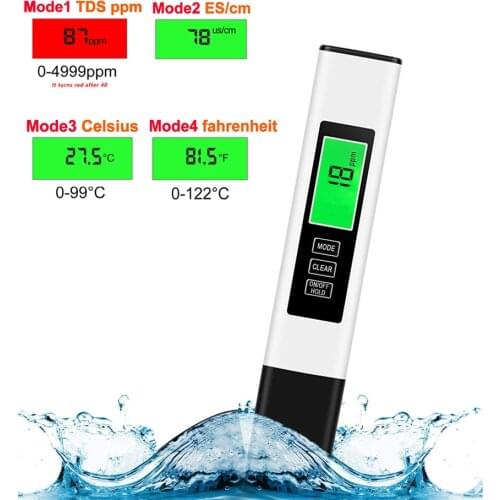 Digital EC TDS Meter Tester Temperature Pen Water Purity PPM Filter Hydroponic for Aquarium Pool Water Monitor