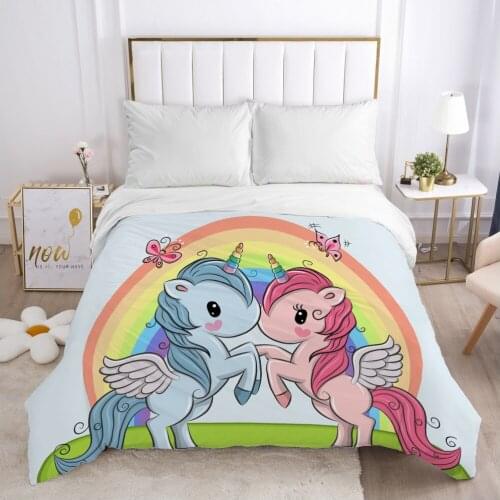 Cartoon Childrens Duvet cover Quilt/Blanket/Comfortable Case Bedding for kids baby boy girls 140x200 for Home Car unicorn
