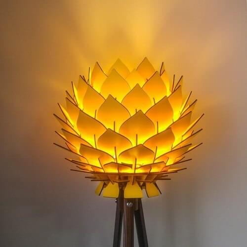 Design Otto Lotus Decorative Floor Lamp Hat Head Chandelier Lampshade Yellow