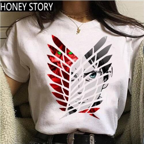 Women Kawaii Jiyuu No Tsubasa Graphic Tees Hot Japanese Anime Attack on Titan T Shirt Funny Levi Eren Harajuku Unisex Tshirt