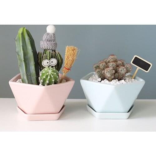Geometric Nordic Pentagonal Flower Ceramic Flower Pot for Succulent Plant Fairy Garden Decoration Home Decor Decorative Crafts