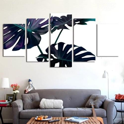 Tropical Plant Leaf Canvas Painting Hd Print Photo Modern Minimalist Art Poster Frameless Living Room Home Decoration 5 Pieces