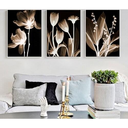 Modern Abstract Flower Painting Home Decor Wall Art Pictures Canvas Prints Poster Living Room Decoration 3 Piece Canvas Painting