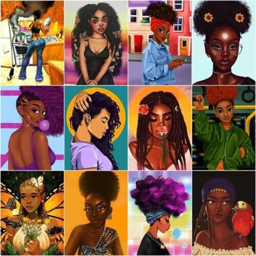 GATYZTORY DIY Painting By Numbers Africa Girl Figure Picture Canvas By Numbers Acrylic Wall Art Picture Home Decoration Diy Gift