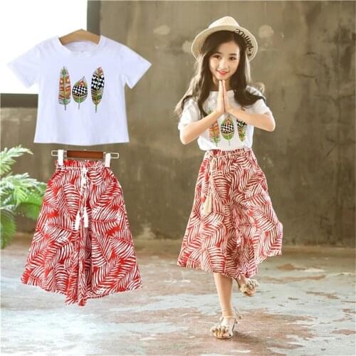 Children Summer Girls Clothing Sets Child Suit For Girl Short Sleeve Shirt Top+Shorts Teenage Kids Printed Clothes