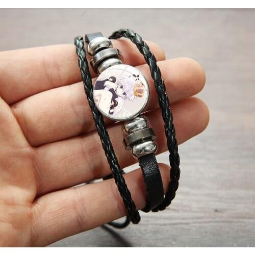 Fashion Hunter X Hunter Leather Bracelet for Men Women Fans Cartoon Anime Figure Glass Poster Adjustable Bangles Gift
