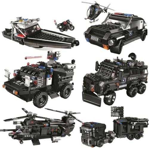 Special forces team City police Station SWAT kits model building blocks bricks bus truck arrest helicopters military vehicle car
