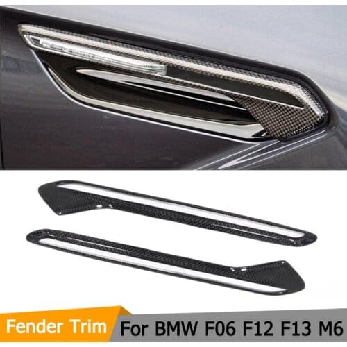 F06 F12 F13 Dry Carbon Fiber Fender Light Trim Cover For BMW F06 F12 F13 M6 Air outlet vent Exterior trim car Sticker 2013-2019