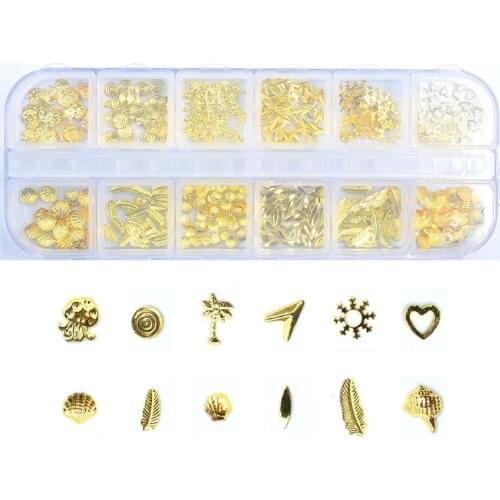 2021 New 12Grids/Box Mixed Glitter Metal Nail Art Decoration Epoxy Resin Filling Material 2020 trend