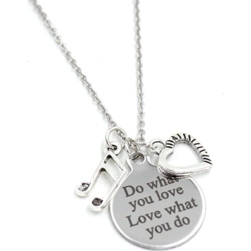 New Arrival Music Note charm Necklace Stainless Steel Chain Letter Engraved Stainless Steel Pendant Necklace musician Gifts