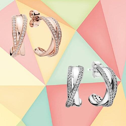 New Style 100% 925 Sterling Silver Rose Gold Zircon Earrings, Fashionable And Exquisite Jewelry Gifts For Girls, Free Shipping