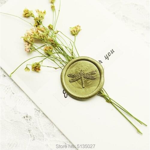Dragonfly wax seal stamp- cute dragonfly seals wax kit-Custom wax seal stamp wedding wax sealing wood paper box set