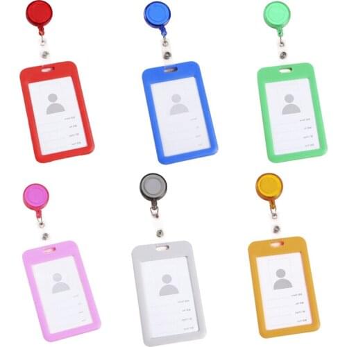 Plastic Retractable Pull Badge Reel Badge Holder Set Staff Work Card Holder ID Name Tag Bus Card Cover Sleeve Office Supplies