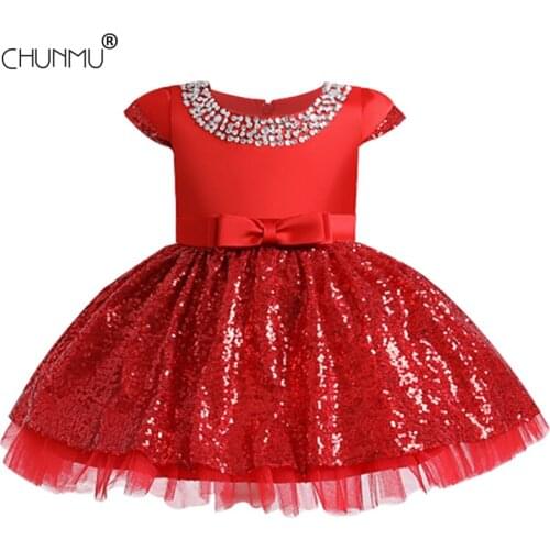 Handmade Beaded Baby Girls Dress Lace Sequin Tutu Princess Dress Kids Dresses For Girls Birthday Party Gown Children Clothing