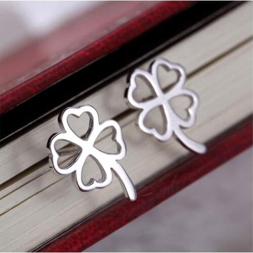 925 Sterling Silver Dainty Hollow Luck Leaf Flower Stud Earrings For Young Girls Jewelry Christmas Gift Dropshipping S-E56