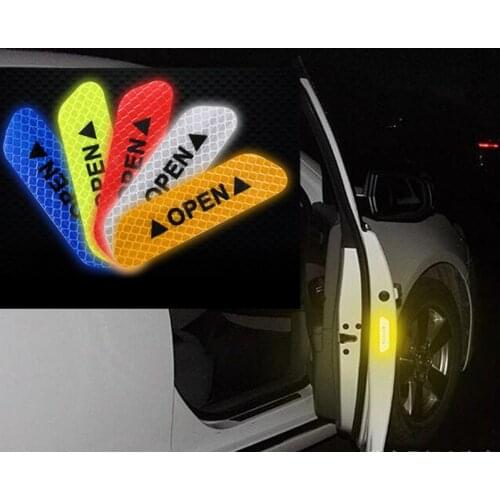 4Pcs/Set Car OPEN Reflective Tape Warning Mark Reflective Door Sticker for Cadillac XTS SRX ATS CTS/Renault Koleos Fluenec