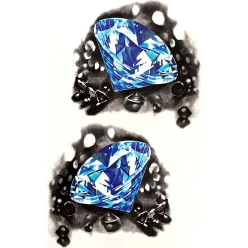 Blue Diamond Waterproof Temporary Tattoos harajuku men Henna Tattoo sterling sliver jewelry temporary tatoo choker tatuagem