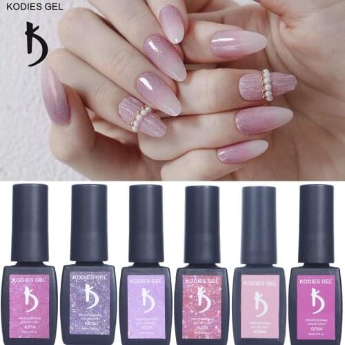 KODIES GEL Professional UV Gel Polish Glitter Pink Opal Nail Art Lacquer Shiny Semi Permanent Varnish Paint for Nail Decorations