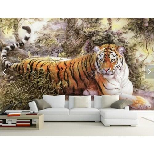 Custom Papel de parede 3D, Chinese style painting tiger for the living room bedroom restaurant background wall vinyl wallpaper