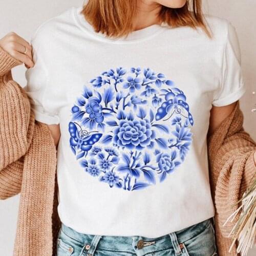 Women Graphic Fall Flower New Cute Top Print Clothing 90s T Shirt Female Tee Ladies Fashion Short Sleeve Cartoon T-shirt