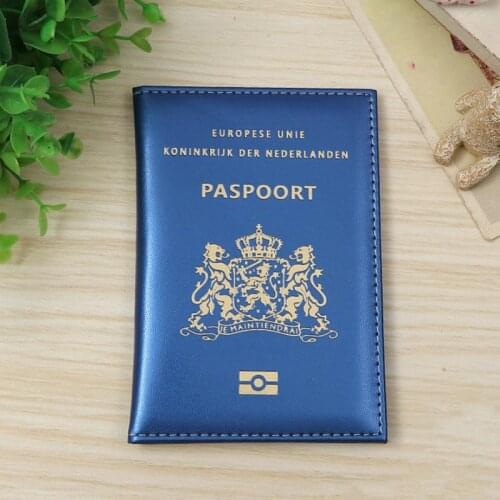 Women Red Blue Gold Cute Travel Netherlands Passport Cover Case Men Credit Card Holder Clip ID&Document Slim Money Wallet Bag