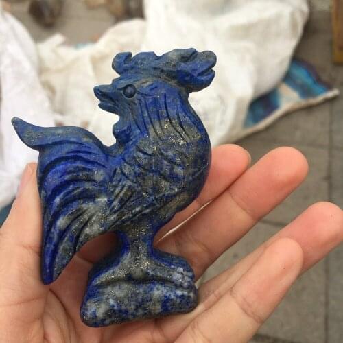 1pcs natural lapis lazuli mineral crystal cock figurine reiki healing crystals hand carving rock figurine for home decoration