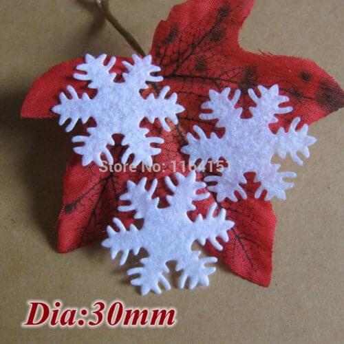 100pcs/lot BIG White Felt Christmas decoration Snowflake Patch Non-Woven Fabric Applique Edelweiss 30mm Festival Decor, DIY Work
