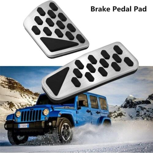 2PCS Car Accelerator Brake Pedal Plate Pads Stainless Steel Gas Brake Foot Pedal Pad Kit For 2018-2019 Jeep Wrangler Jl Models