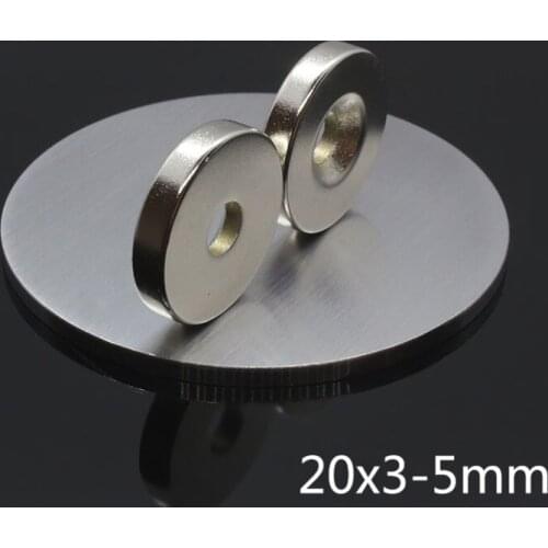 20pcs 20 x 3 mm screw holeStrong Permanet Round Neodymium Countersunk Ring Magnet Rare Earth Magnets 20*3-5 5 mm screw hole