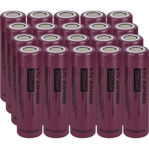 20Pieces PKCELL 18650 Batter 2200mAh 2.2AH ICR18650 3.7V Li-ion Rechargeable battery lithium batteries Flat Header