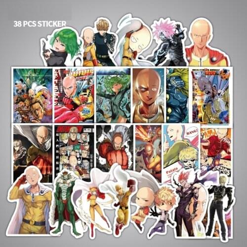 38 Pcs/Set Anime One Punch Man Adhesive Stickers DIY PVC Diary Scrapbooking Sticker For Laptop Suitcase Bicycle Car
