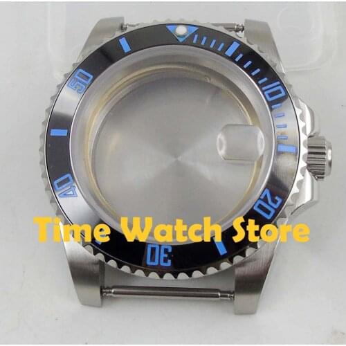 40mm Waterproof Sapphire glass Watch Case black blue ceramic bezel 316L stainless steel Fit Miyota 8215 ETA 2836 movement C97