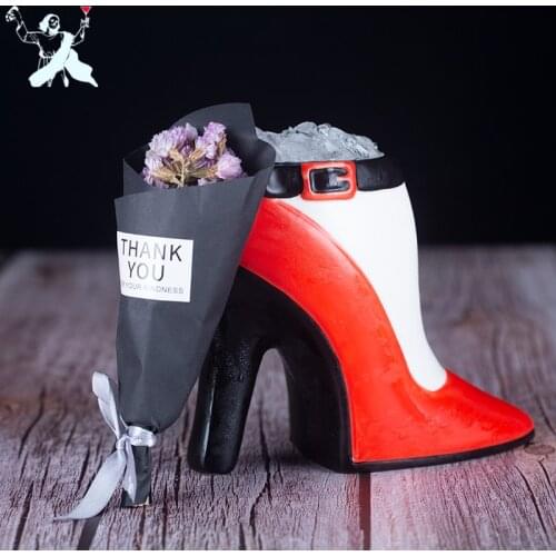 490ml Ceramic Tiki Mug Red Gaodeng Shoes, Elegant Womens Special Ceramic Cocktail Cups Creative Porcelain Beer Wine Mugs