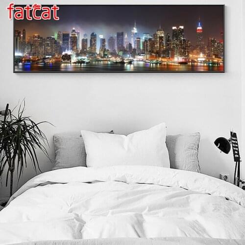 FATCAT large 5D Diy Diamond Painting New York City skyline Square Round Rhinestone Embroidery landscape home decor AE1090