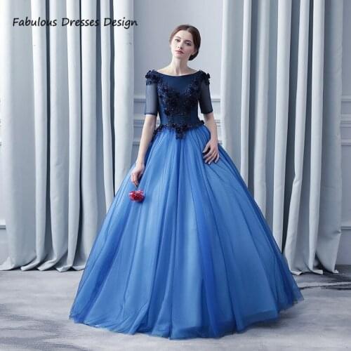 Scoop Neck Ball Gown Quinceanera Dresses Short Sleeve Appliques Tulle Sweet 16 Dress Pageant For Women 2021 Customize Vestidos