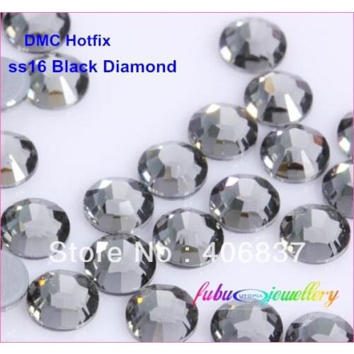 Free Shipping! 1440pcs/Lot, ss16 (3.8-4.0mm) High Quality DMC Black Diamond Iron On Rhinestones / Hot fix Rhinestones