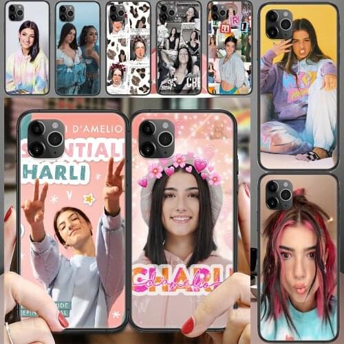 Charli Damelio D'Amelio Phone Case Cover Hull For iphone 5 5s se 2 6 6s 7 8 12 mini plus X XS XR 11 PRO MAX black tpu bumper