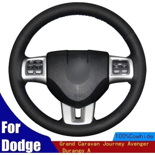 DIY Car Steering Wheel Cover Hand-stitched Genuine Leather For Dodge Grand Caravan Journey Avenger Durango A