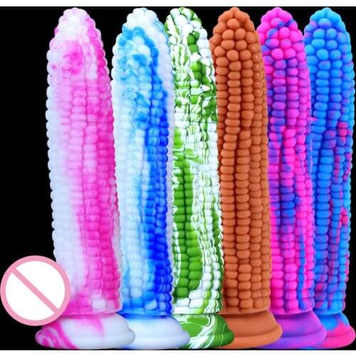 Colorful Dildos For Women Anal Plug Huge Silicone Penis Anal Dildo For Women Men Corn Shape Adult Sex Toys Butt Plug