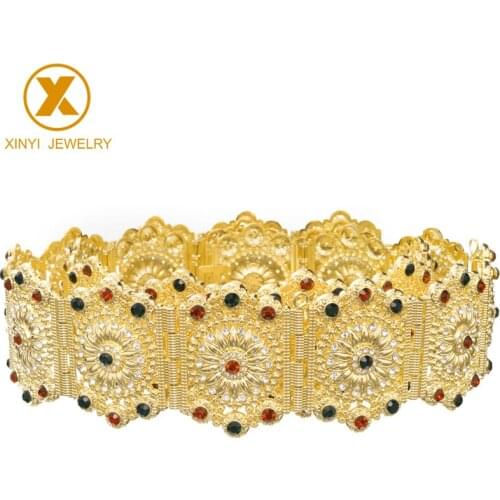 European ladies floral carved jewelry belly chain fashion long sleeve ladies wedding dress metal belt