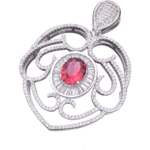 Supplies for jewelry Luxury Green Blue Red Crystal Heart Connectors Pendant For Pearl Necklace Making Fine Jewellery Fittings