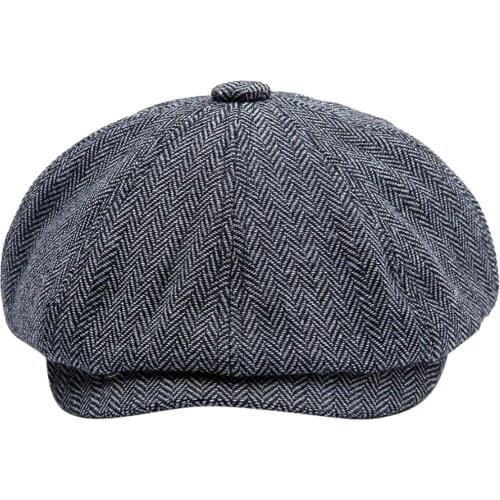 MINAKOLIFE Unisex Autumn Winter Newsboy Caps Men Warm Tweed Octagonal For Male Detective Retro Flat Hats Chapeau