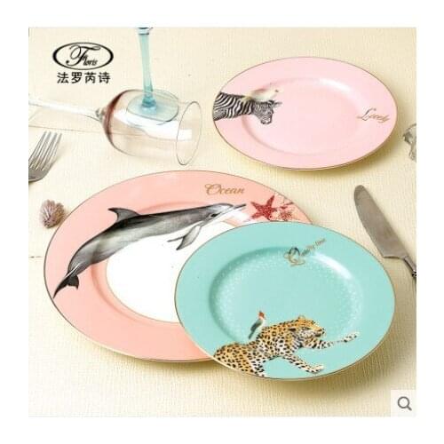 Simple Original Marine Animal Ceramic Tableware Home Breakfast Plate Dishes Western Cuisine Plate Creative Fruit Salad Plate
